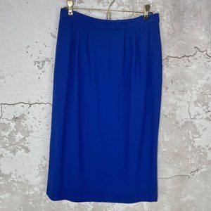 Vintage Carlisle Royal Blue Wool Pencil Skirt w/Pockets 10